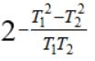 2 в степени −(T₁² − T₂²)/(T₁T₂)