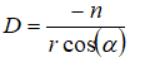 D = −n/(r cos(α))