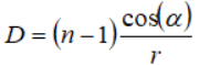 D = (n − 1)cos(α)/r