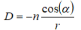 D = −n cos(α)/r
