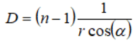 D = (n − 1)/(r cos(α))